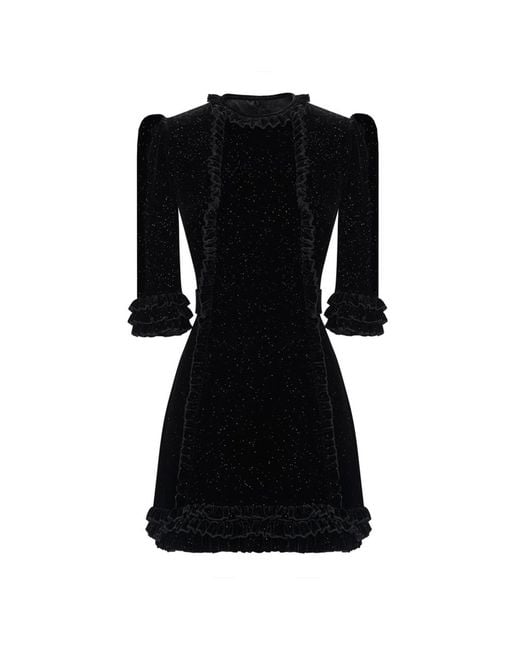 The Vampire's Wife The Black Sparkle Velvet Mini Cate Dress - Lyst