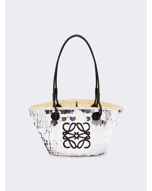 Loewe White X Paula's Ibiza Anagram Small Basket Sequin Bag