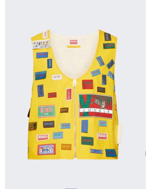 KENZO Archive Labels Vest in Yellow for Men | Lyst