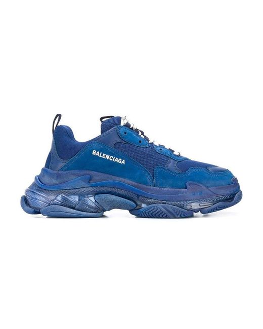 Balenciaga Blue Triple S Airsole Leather And Mesh Trainers