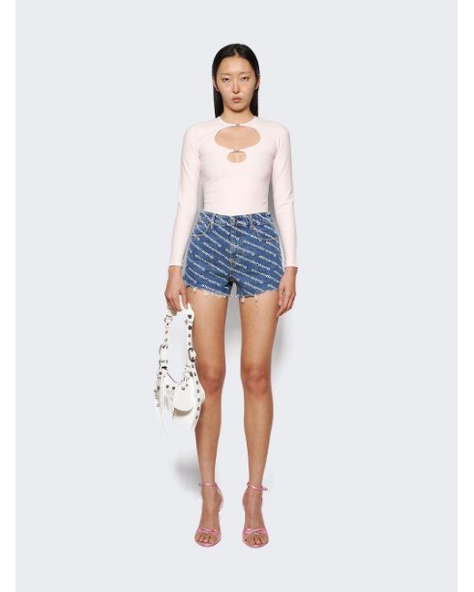 T By Alexander Wang Cut Out Crewneck Long Sleeve Top in Pink | Lyst