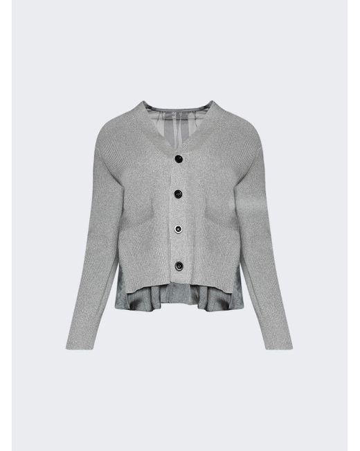 Sacai Chalk Stripe Wool Knit Cardigan in Gray | Lyst
