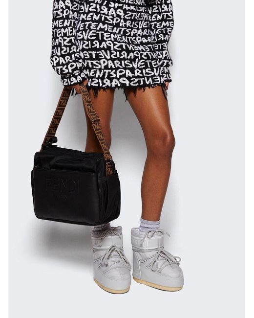 Fendi Embossed Ff Logo Diaper Bag in Black Lyst