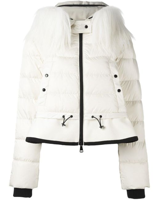 Moncler White Veanne Shearling-collar Shell Jacket