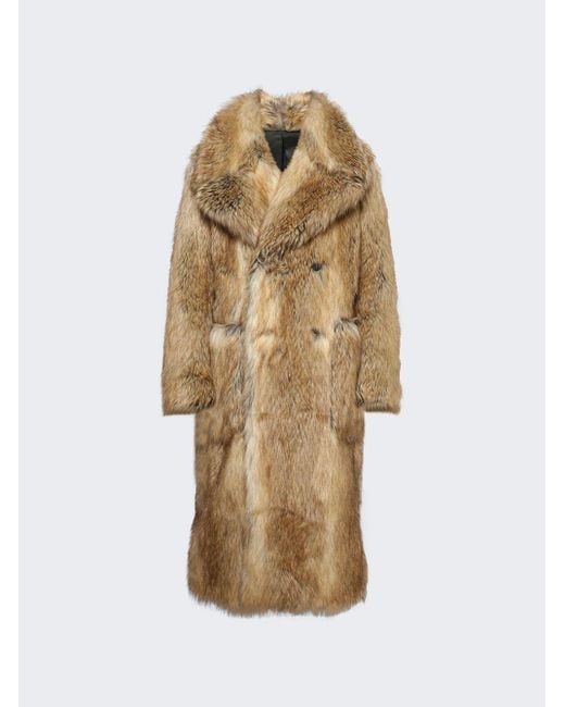 Givenchy Natural Faux Fur Double Breasted Coat for men