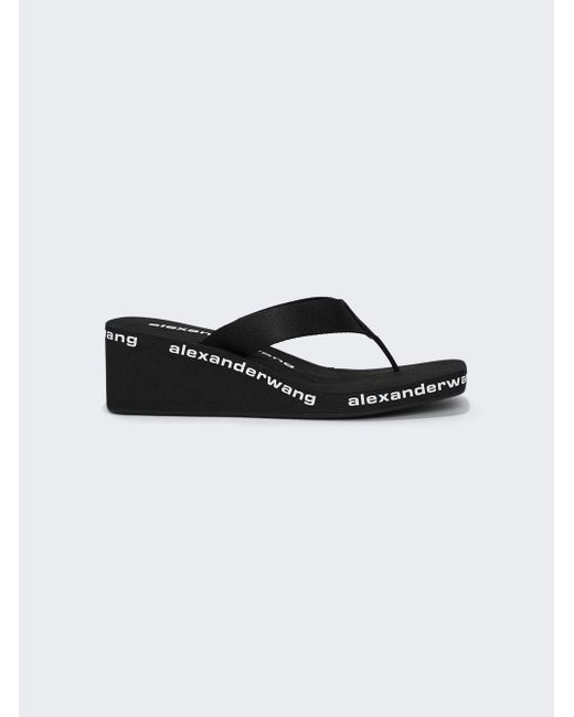 Alexander Wang Logo Wedge Flip Flop Sandals in Black | Lyst