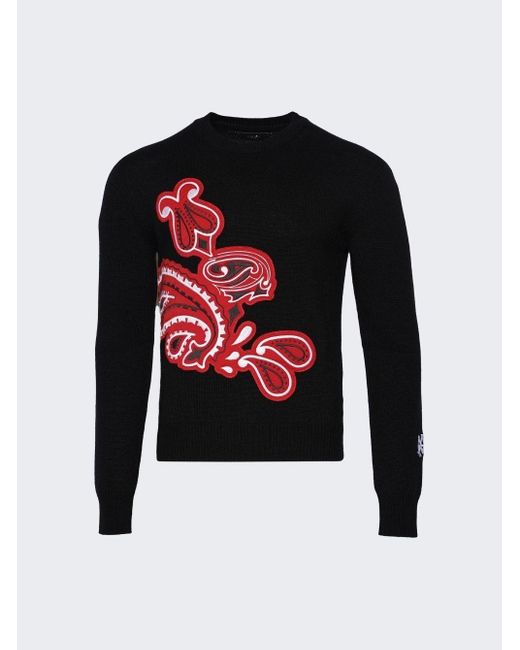 Amiri Bandana Applique Rabbit Crewneck Sweater Black in Red for Men | Lyst