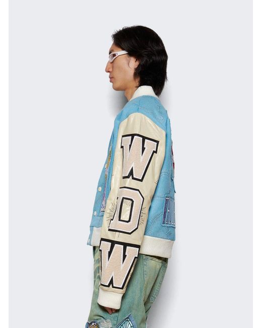Who Decides War Namesake Varsity Bomber Jacket in Blue for Who Decides War Namesake Varsity Bomber Jacket in Blue for