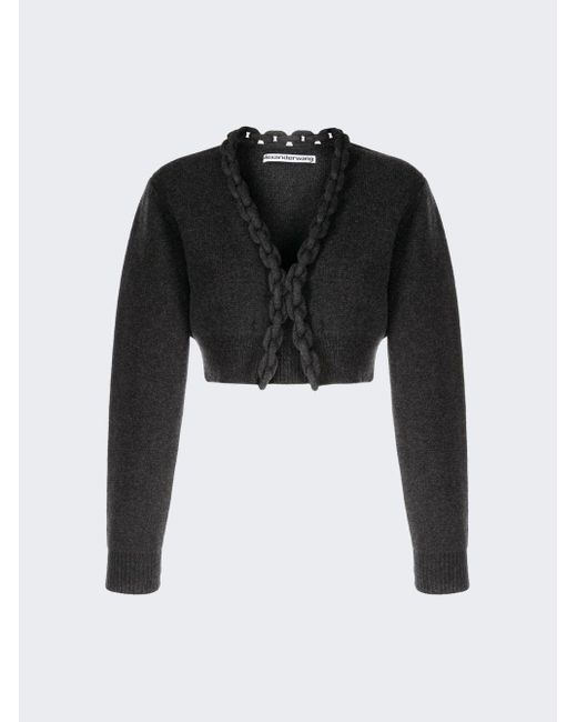 Alexander Wang Cropped Cardigan in Black | Lyst