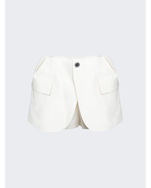 Sacai White Double-faced Silk Cotton Shorts