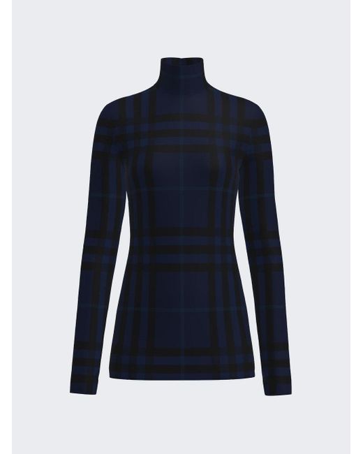 Burberry Midnight Navy Check Print Stretch Jersey Leggings