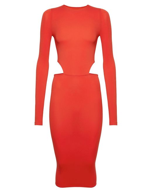 Wolford X Amina Muaddi Cutout Midi Dress Star Ruby Red Lyst