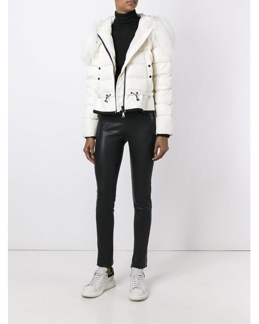 Moncler Veanne Shearling-collar Shell Jacket in White | Lyst