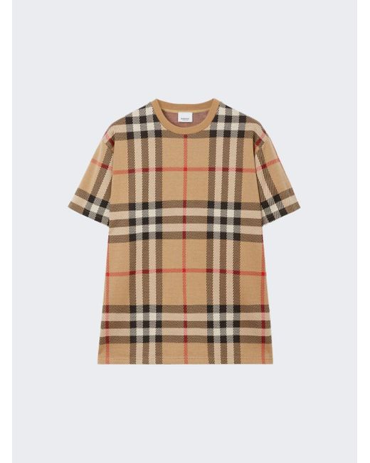 Burberry Check Cotton Jacquard Tee in Natural for Men | Lyst