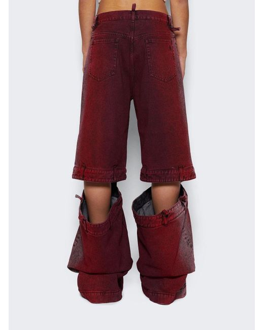 The Attico Cutout Mid Rise Jeans in Red | Lyst
