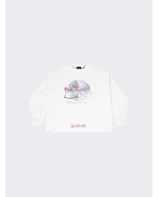 Balenciaga X Pink Martini Oversized Long Sleeve T-shirt in White