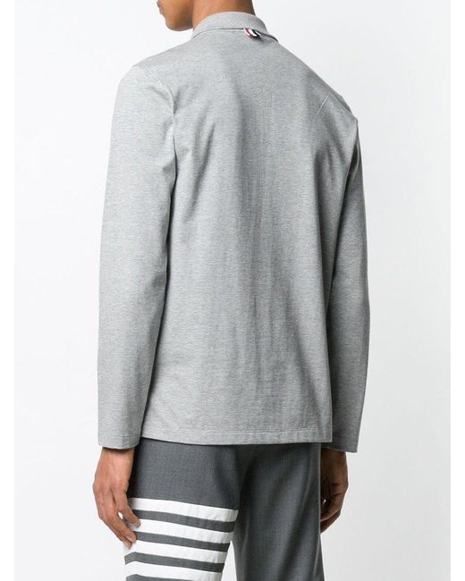 Thom Browne Long Sleeve Jersey Polo in Grey (Gray) for Men - Save 45% ...