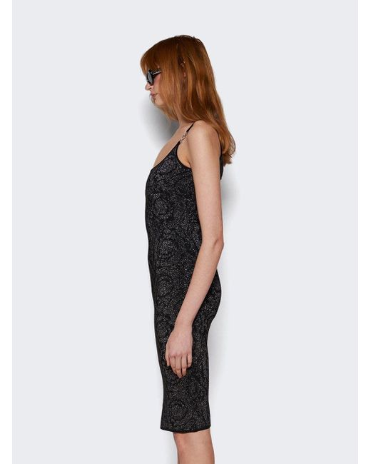 Versace Barocco Lurex Knit Midi Dress in Black | Lyst
