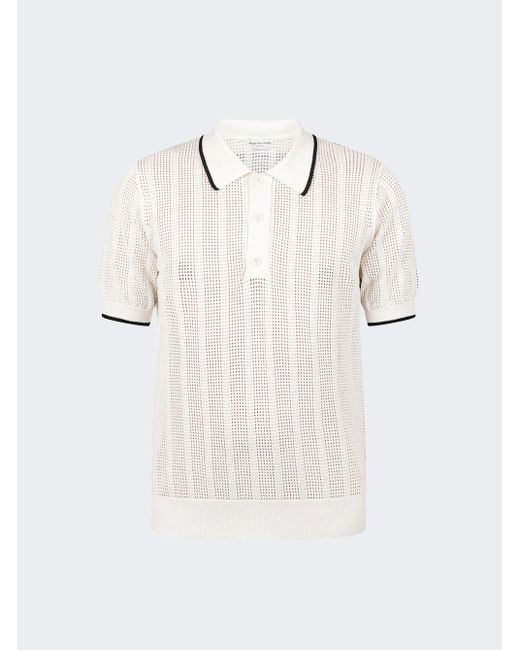 Dries Van Noten Mirko Short Sleeve Knit Polo Shirt in White for Men | Lyst