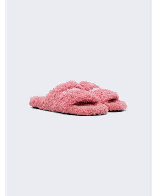 balenciaga fur slides pink