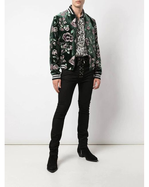 Garçons Infideles Floral Embroidered Bomber Jacket in Black for Men | Lyst