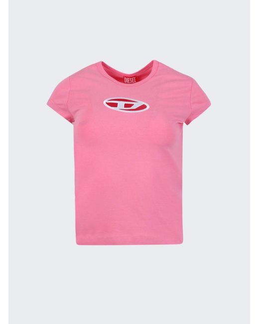 DIESEL T-angie Cut-out Logo T-shirt Rose Pink | Lyst