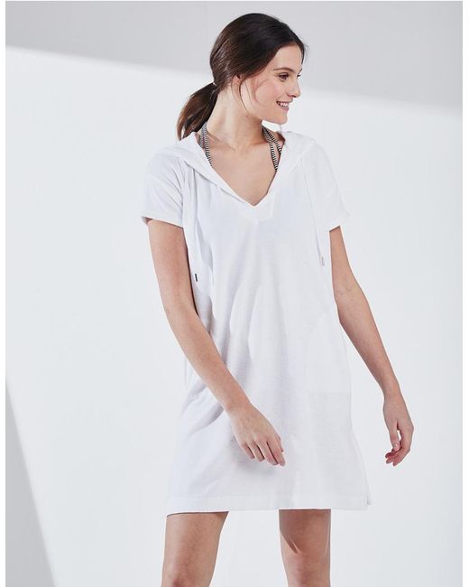 Cotton Towelling Kaftan in White 