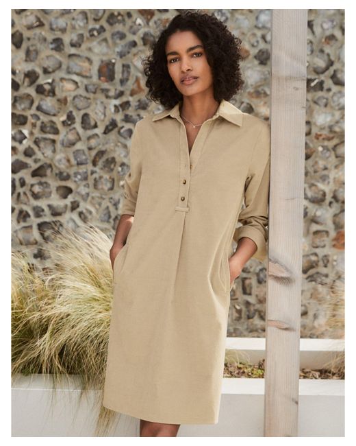 The White Company Organiccotton Cord Shirt Dress in Sand (Natural) Lyst