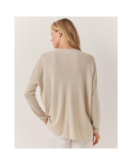 The White Company Natural Linen Rich Rolled Edge V-neck Sweater