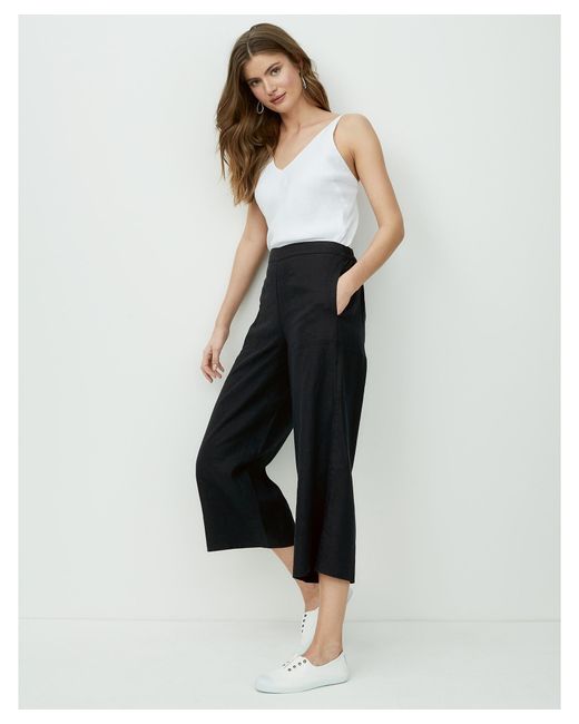ladies black cut off trousers