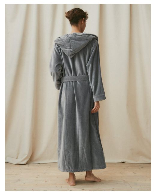 white company hooded velour robe