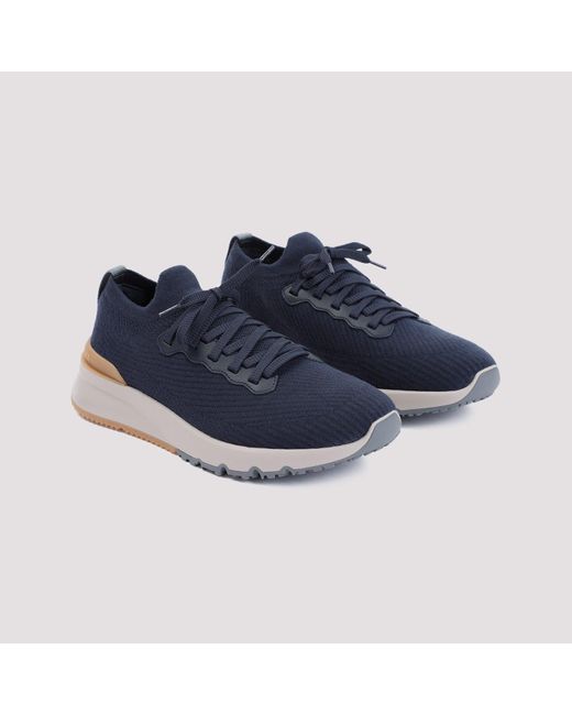 Brunello Cucinelli Blue Wool Shoes for men
