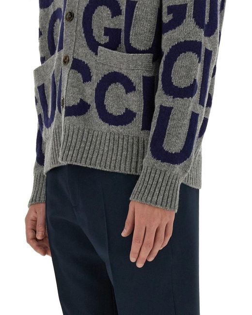 Gucci Gray Cardigan With Inlay for men