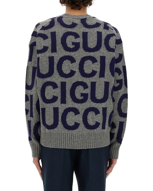 Gucci Gray Cardigan With Inlay for men