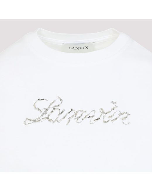 Lanvin White Embroidered Script Logo T-Shirt