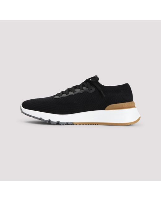 Brunello Cucinelli Black Knit Sneakers for men