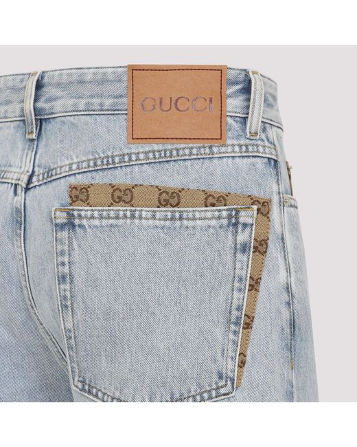 Gucci Blue Cotton Jeans for men