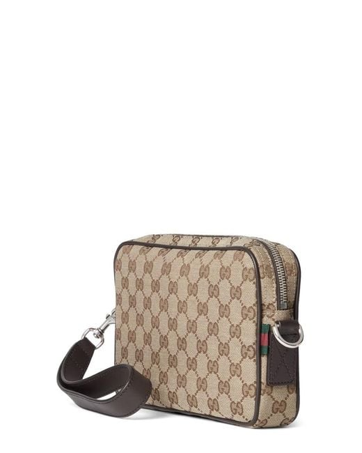 Gucci Gray Fabric Shoulder Bag "Gg" Small for men