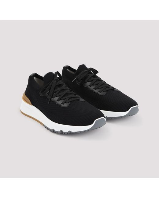 Brunello Cucinelli Black Knit Sneakers for men