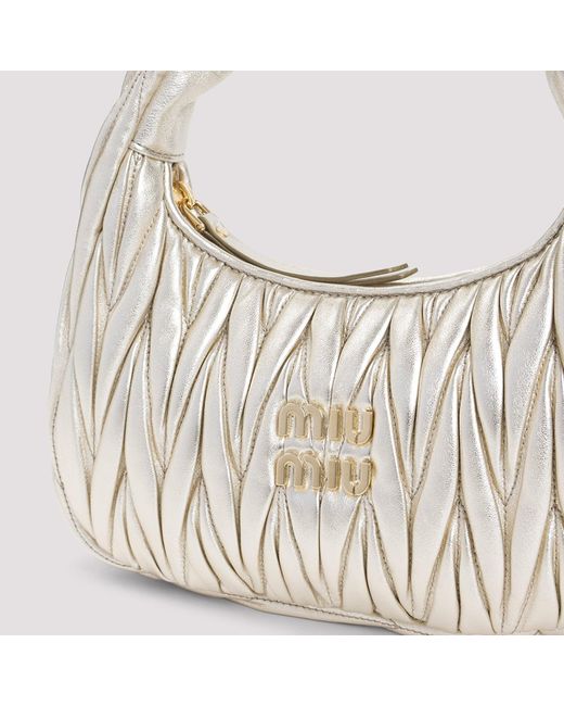 Miu Miu White Wander Matelassé Hobo Bag