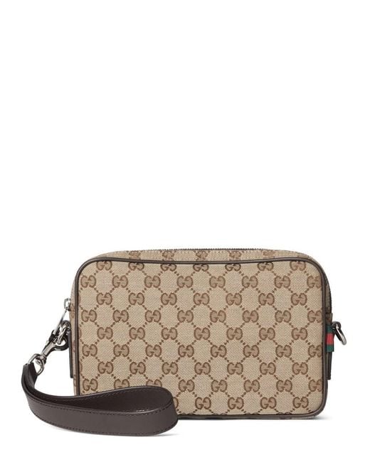 Gucci Gray Fabric Shoulder Bag "Gg" Small for men