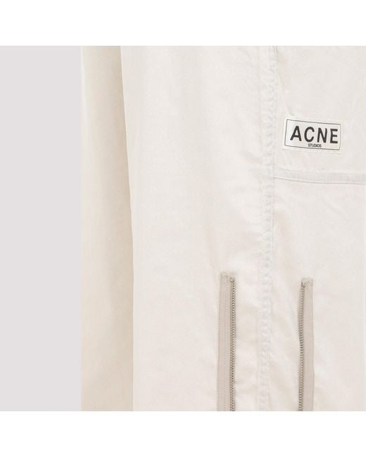 Acne White Microfiber Cargo Pants for men