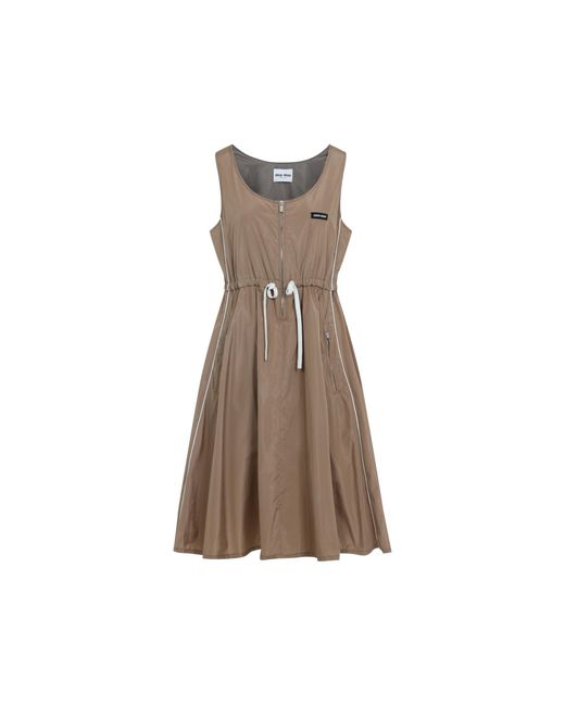 Miu Miu Natural Mini Silk Dress