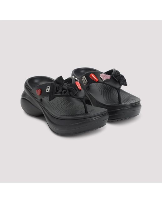 Balenciaga Black Tong Crocs Sandals