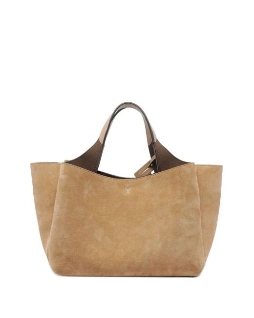 Tod's Natural Logo-Charm Suede Tote Bag