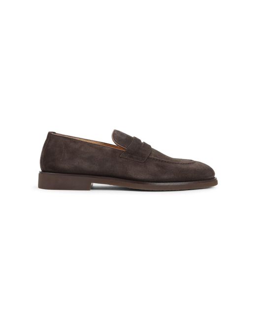 Brunello Cucinelli Brown Suede Leather Loafers for men