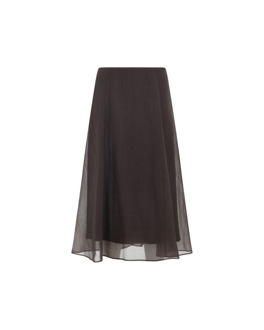 Brunello Cucinelli White Silk Midi Skirt
