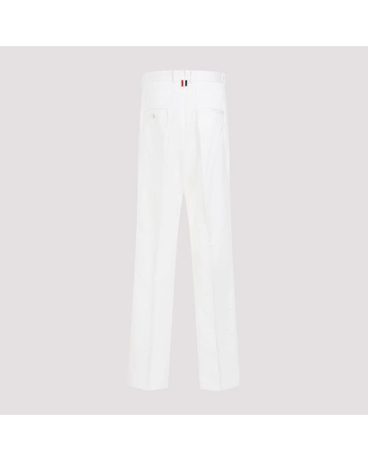Thom Browne White Straight Leg Chino Pants for men