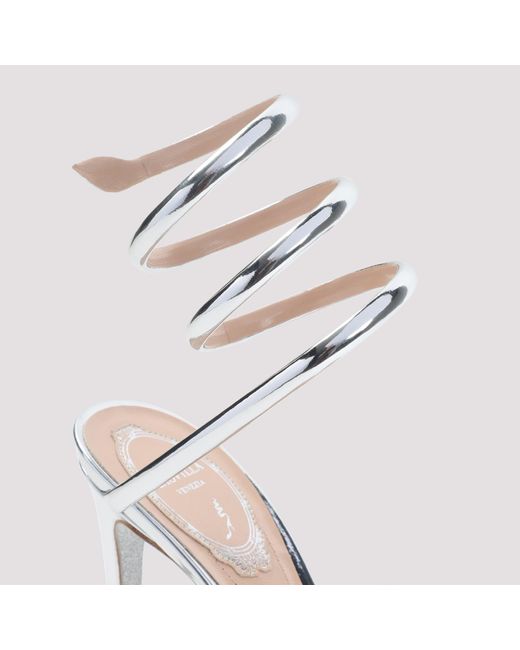 Rene Caovilla White René Caovilla Mirror Snake Sandals