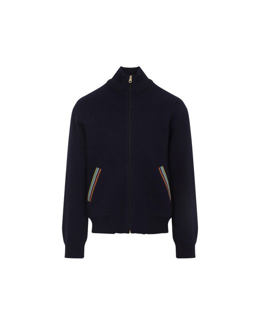 Paul Smith Men's Blue Knitted Bomber Jacket